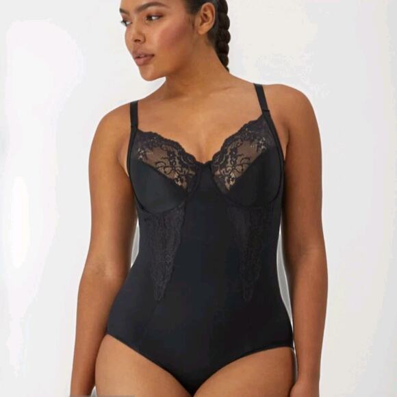 Maidenform Bodysuit Lace Shapewear Firm Control Unlined Lingerie Black Wire 40DD - Picture 1 of 16